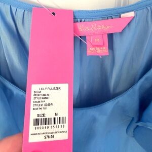 Lilly Pulitzer BlueTop NWT Cailee Ruffled Sleeveless Size M